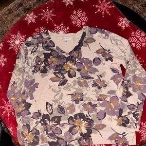 Floral V-Neck Sweater Croft and Barrow